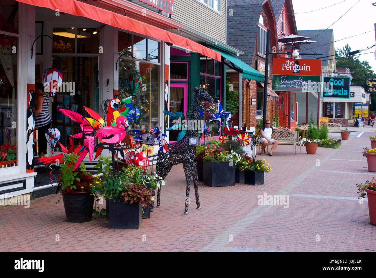 Shops in North Conway New Hampshire, Usa Stock Photo