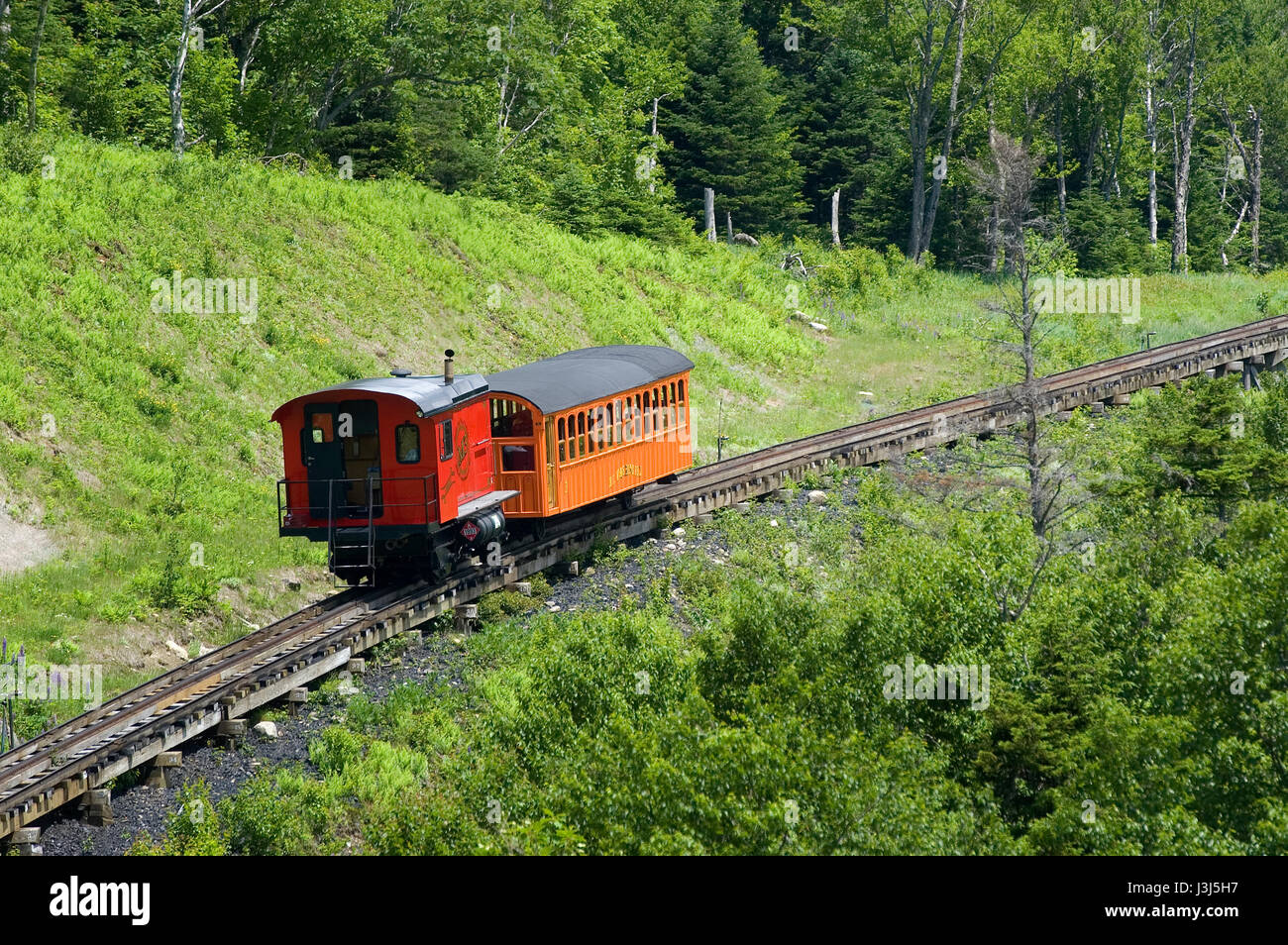 The Cog Railway which climbs Mt. Washington - Mount Washington, New Hampshire, USAR Stock Photo