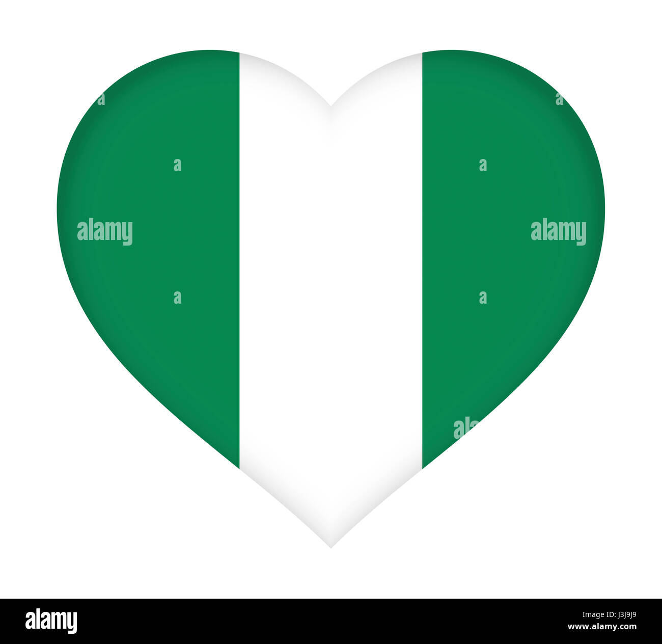 Illustration of the flag of Nigeria shaped like a heart Stock Photo - Alamy
