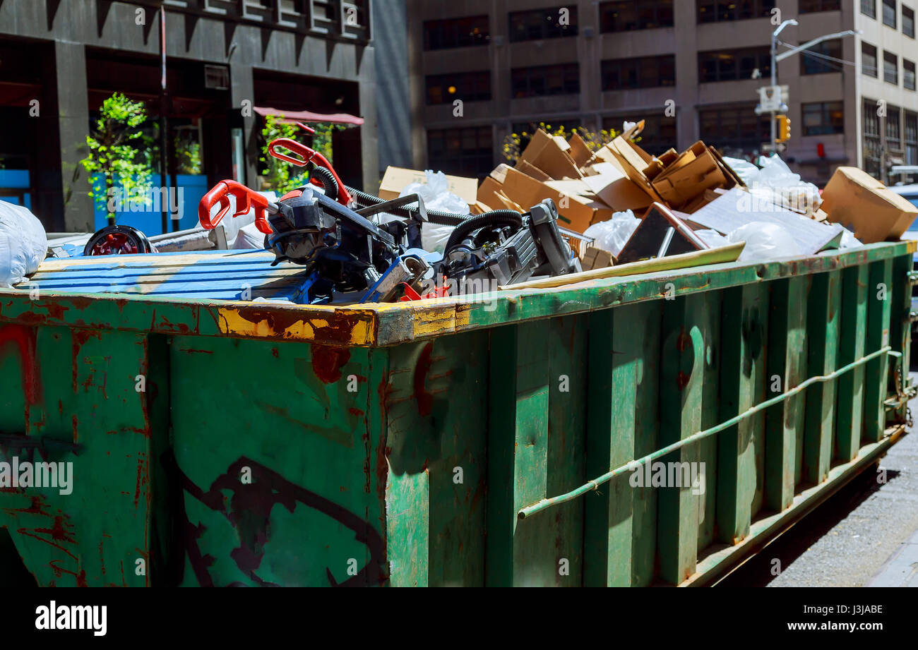 New York City Manhattan container Over flowing Dumpsters being full with garbage Stock Photo Alamy