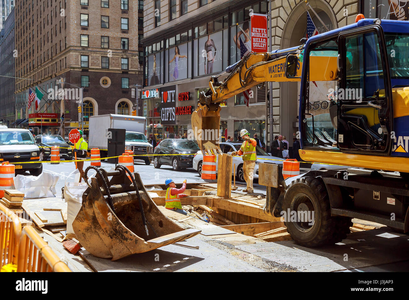 NEW YORK CITY, USA - 04, 2017: Road works in Manhattan, New York City Road Construction NYC Stock Photo