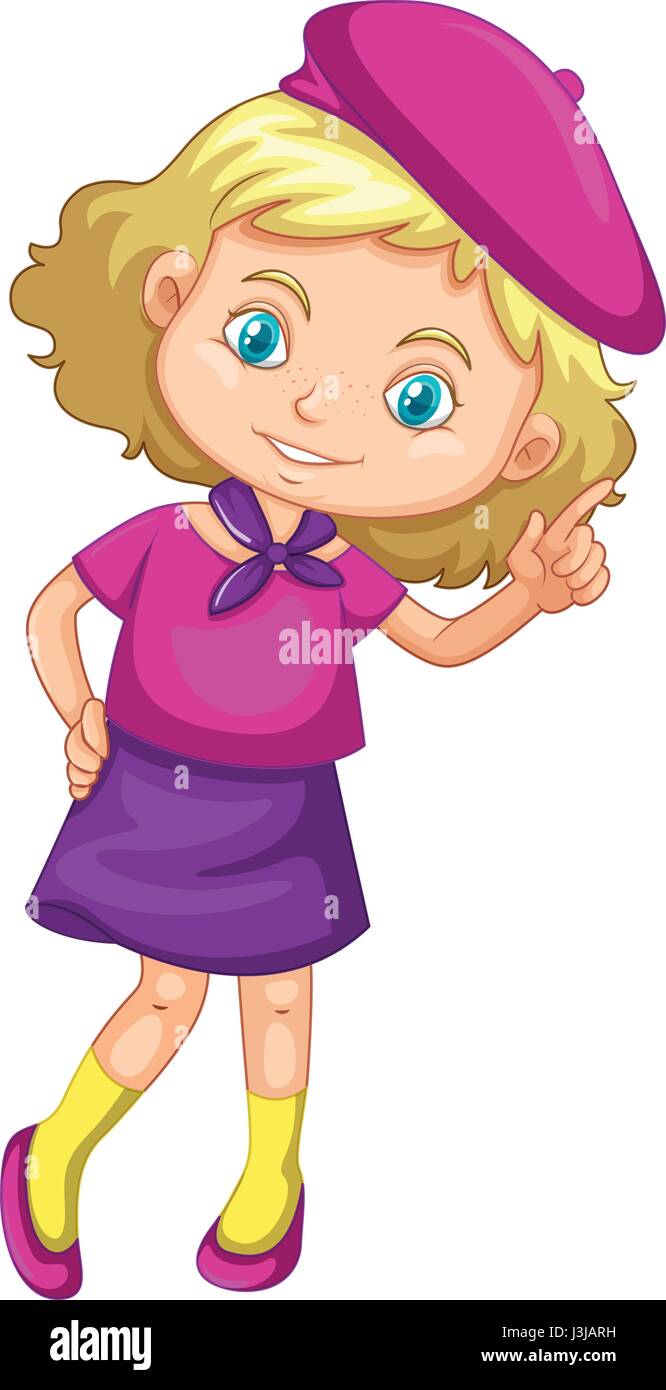 Little girl wearing purple costume illustration Stock Vector Image
