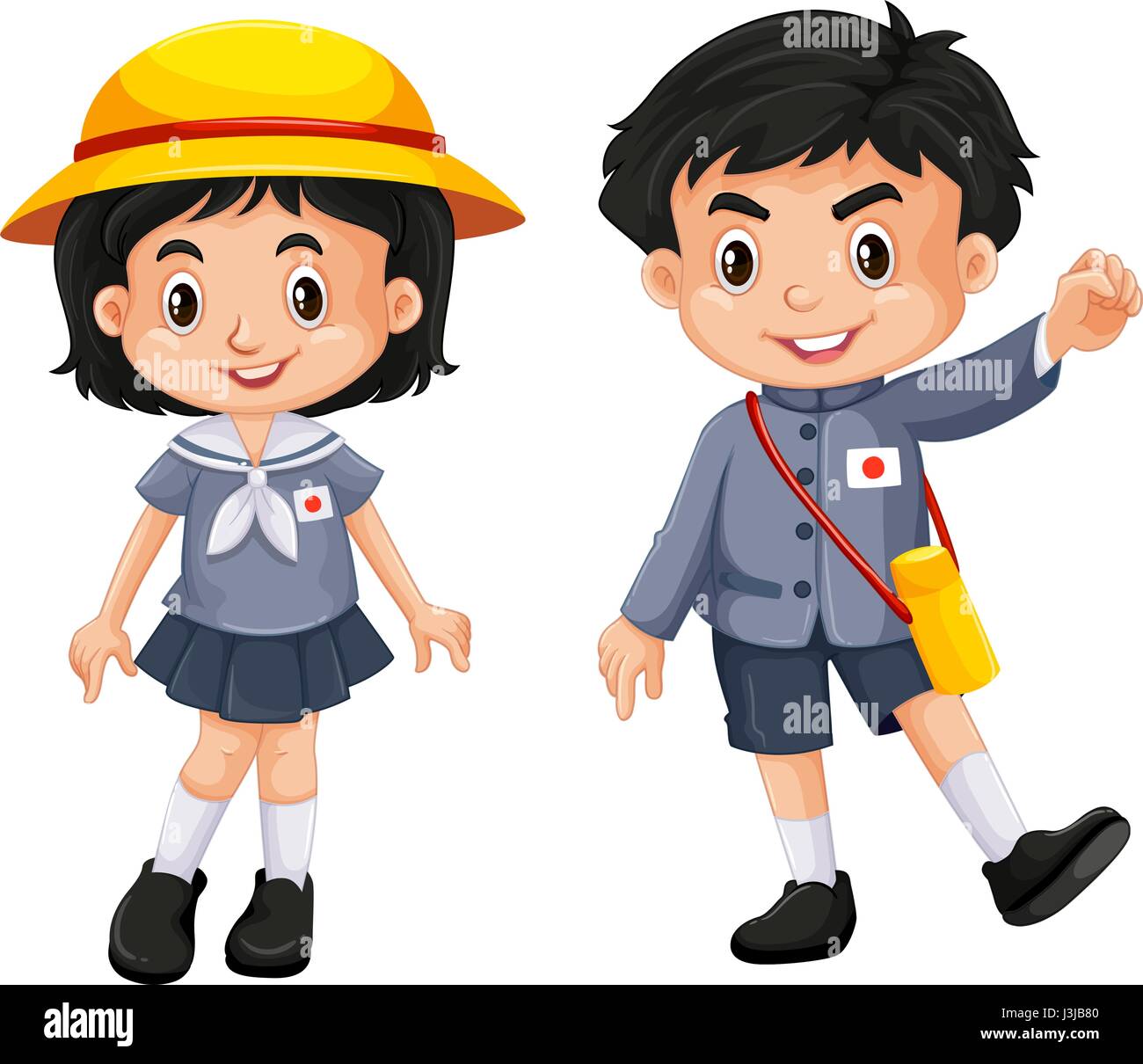 Japanese Boy And Girl In School Uniform Illustration Stock Vector Image Art Alamy