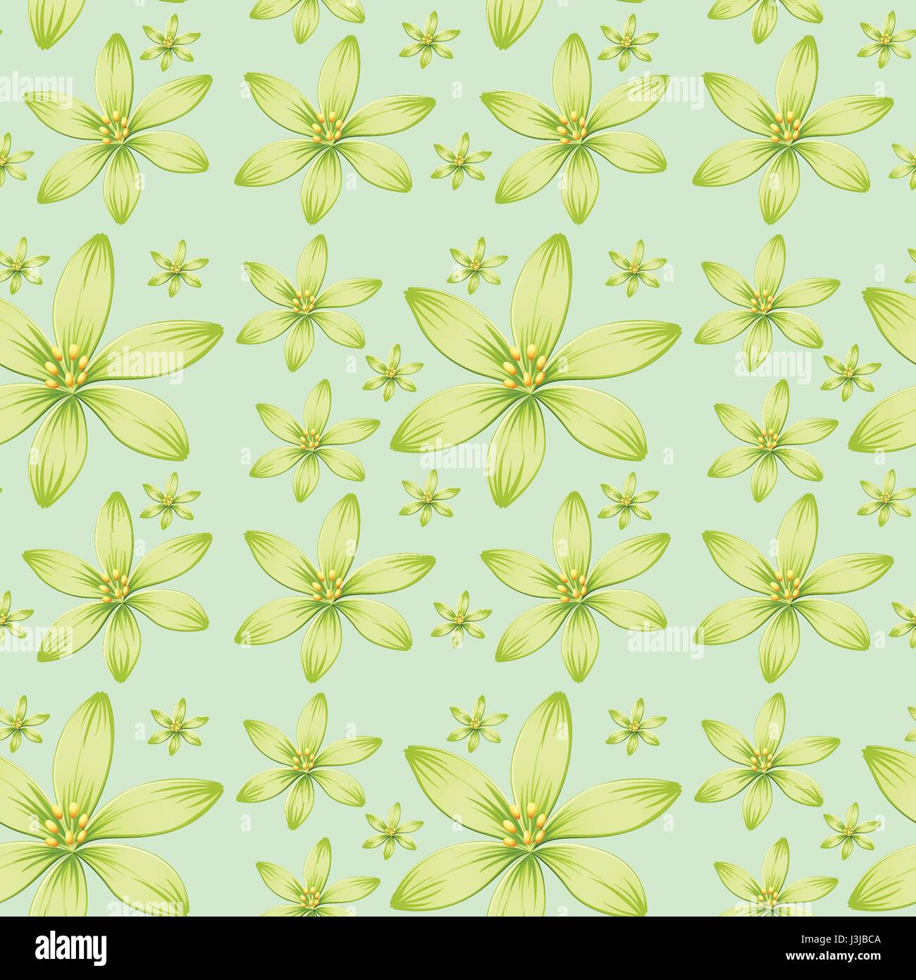 Seamless background with green flowers illustration Stock Vector Image ...