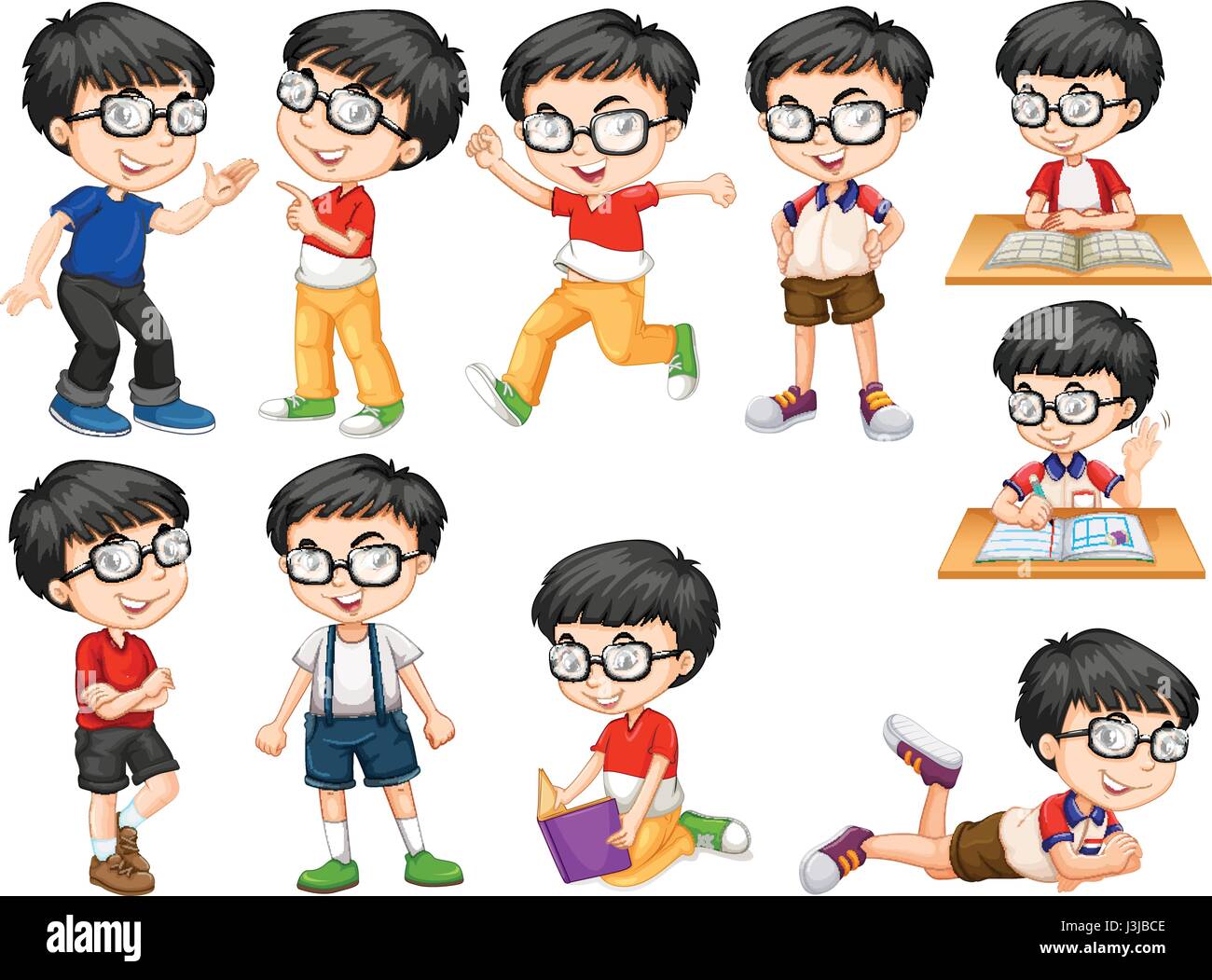 Boy doing different actions illustration Stock Vector Image & Art Alamy