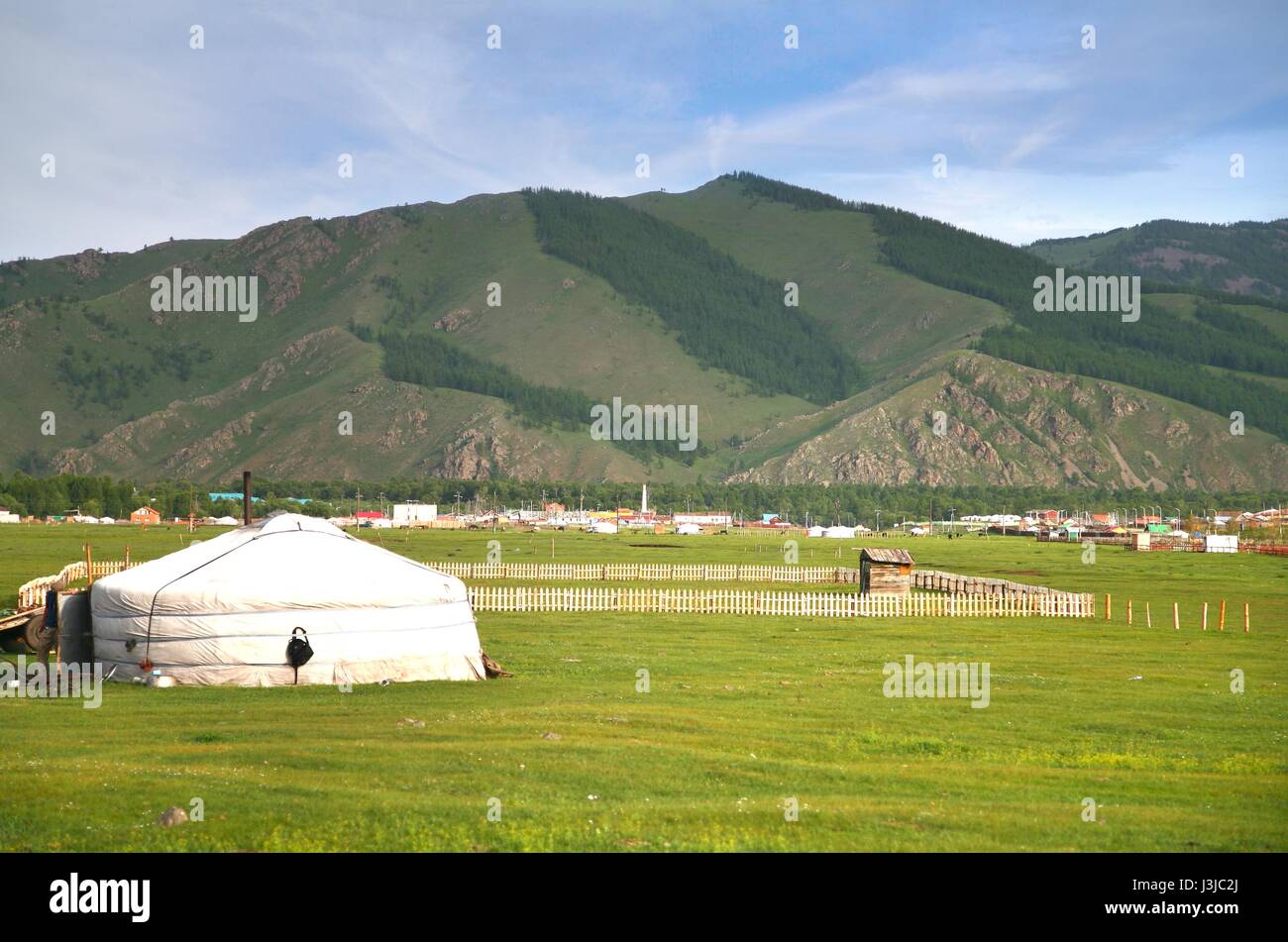 the ger camp in a large meadow at ulaanbaatar , mongolia Stock Photo ...