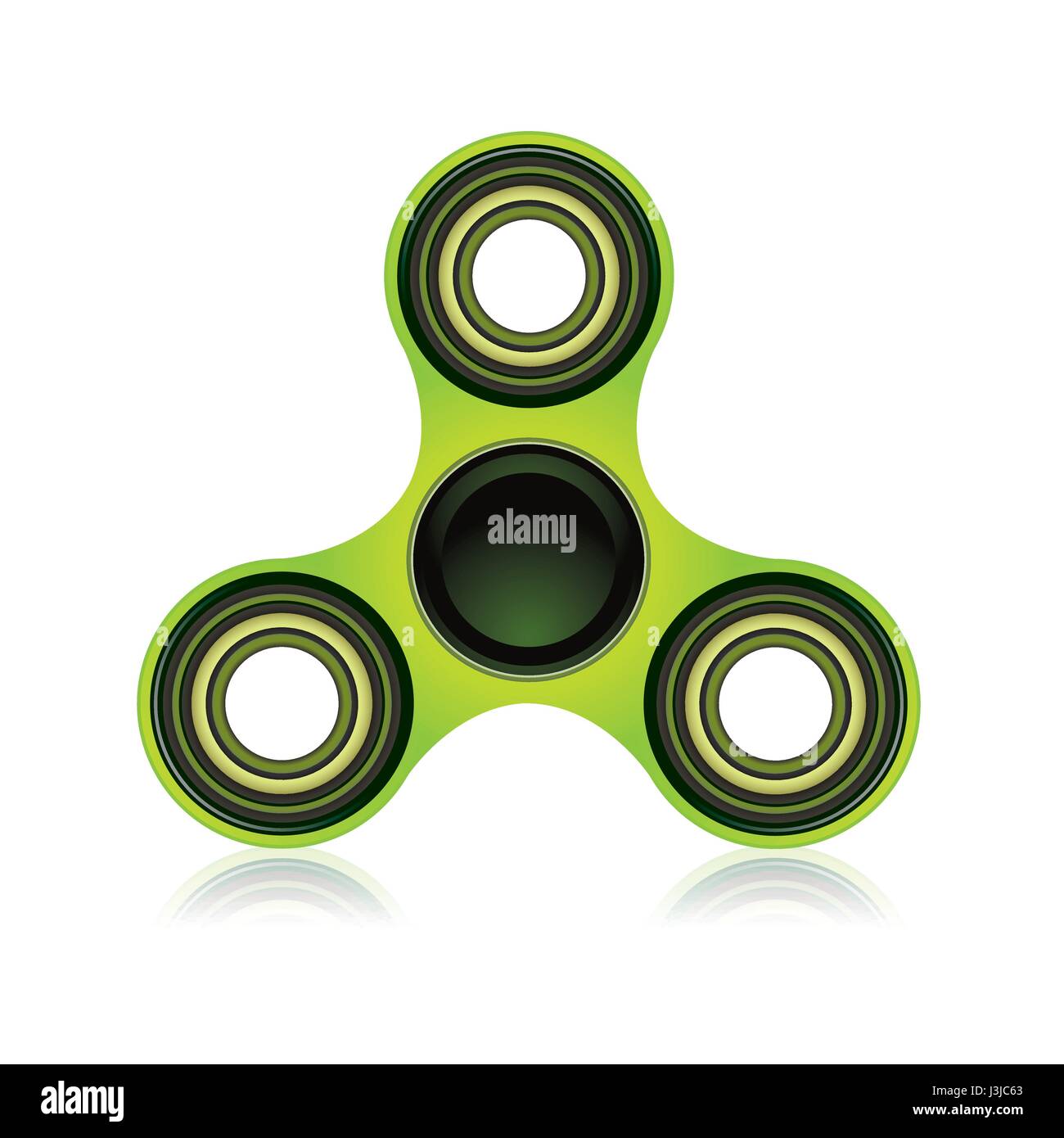 A green fidget spinner hand toy isolated on a white background ...