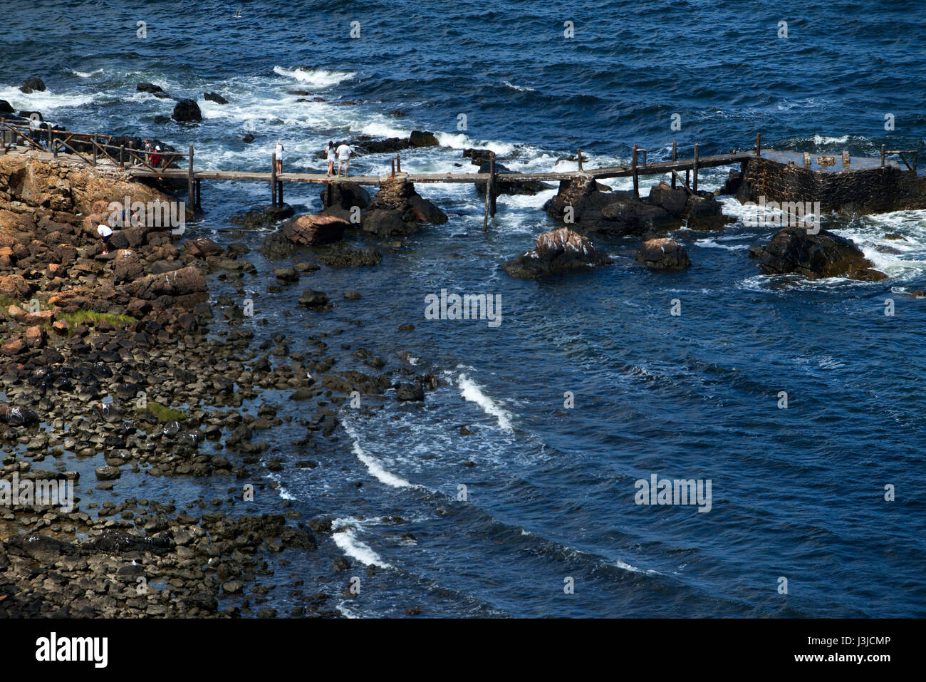 Promenade next to the sea in the Cerro San Antonio, Piriapolis, Maldonado province, Uruguay. San Francisco Fisherman's place near the town of Piriapol Stock Photo