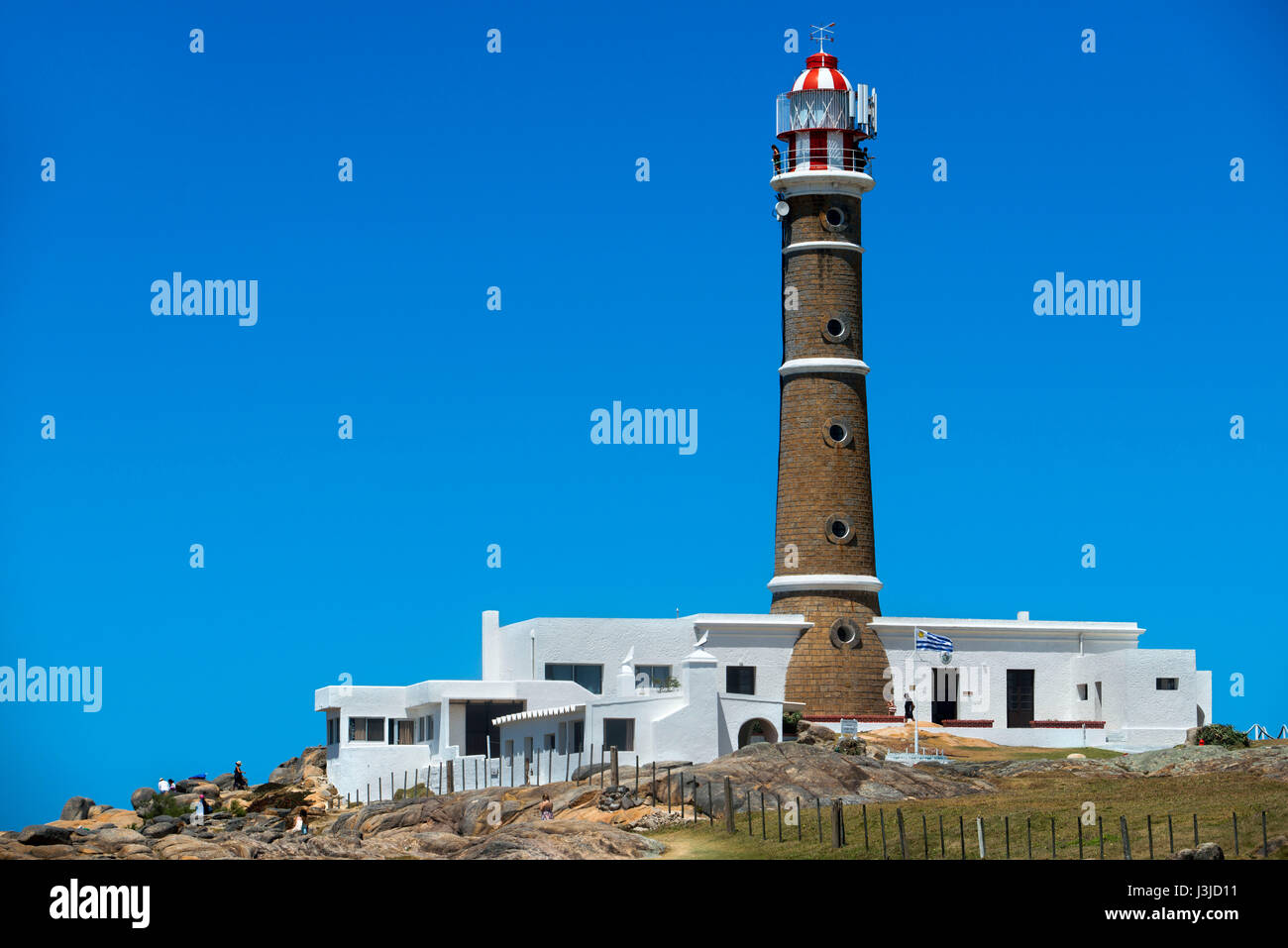 A scenic view of the lighthouse on the Atlantic coast at Cabo Polonio, Rocha, Uruguay. Stock Photo