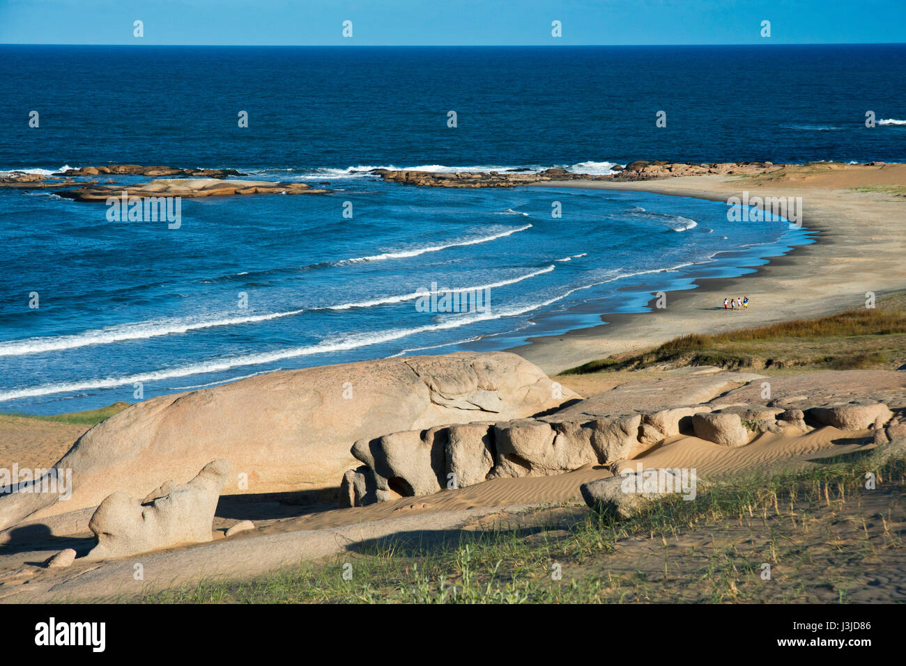 Beach and walking way from Cabo Polonio to Barra de Valizas, Rocha Department, Uruguay. Stock Photo