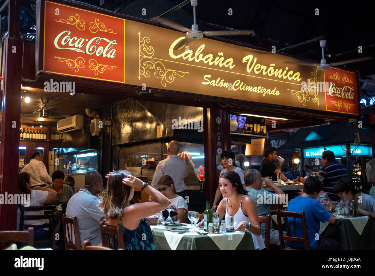 Cabaña Veronica, restaurant port indoor market Montevideo Uruguay Stock Photo