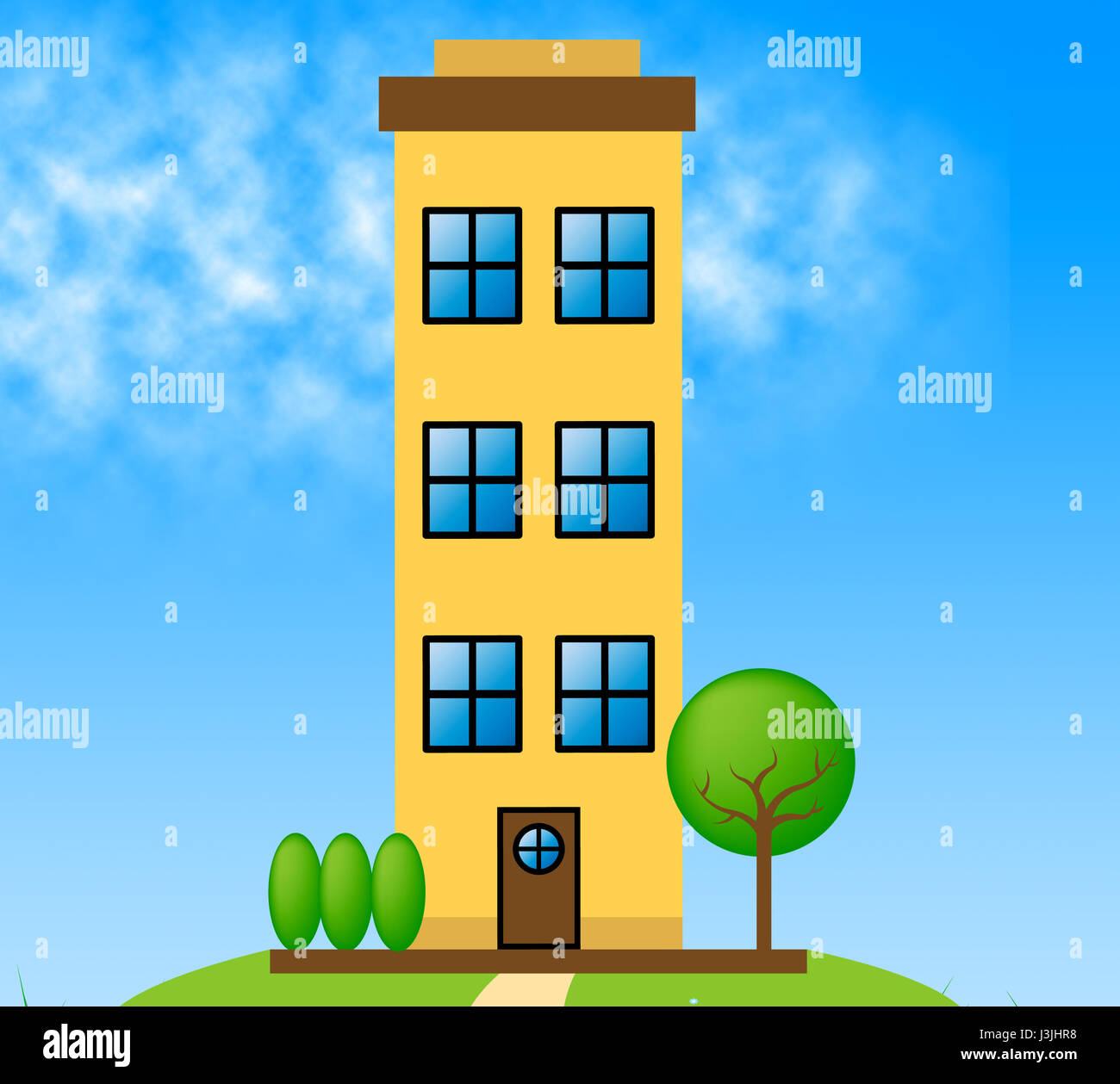 Countryside Apartment Building Meaning Condo Property 3d Illustration