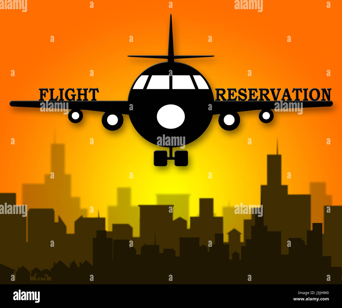 Flight Reservation Plane Shows Booking Flights 3d Illustration Stock Photo