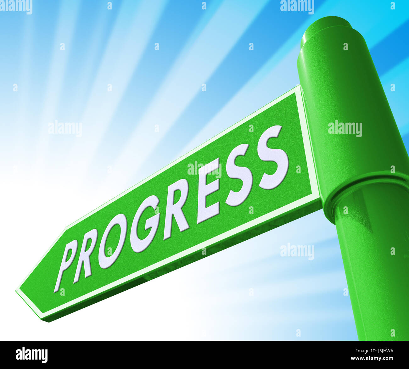 Progress Road Sign Representing Improvement Breakthrough 3d