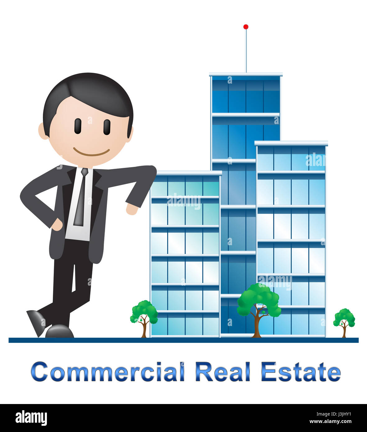 Commercial Real Estate Office Representing Property 3d Illustration Stock Photo