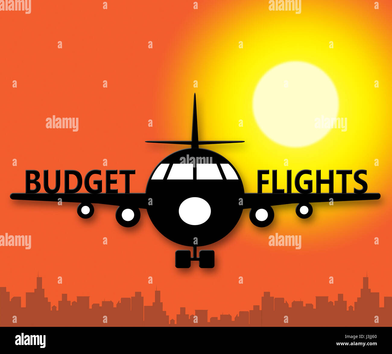 Budget Flights Plane Means Special Offer 3d Illustration Stock Photo