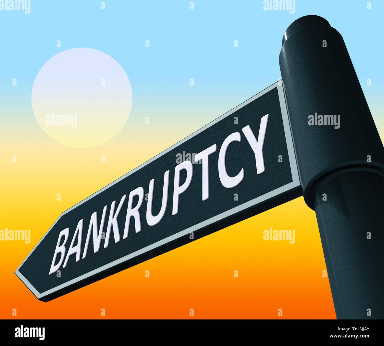 Bankruptcy Road Sign Representing Bad Debt And Arrears 3d Illustration Stock Photo
