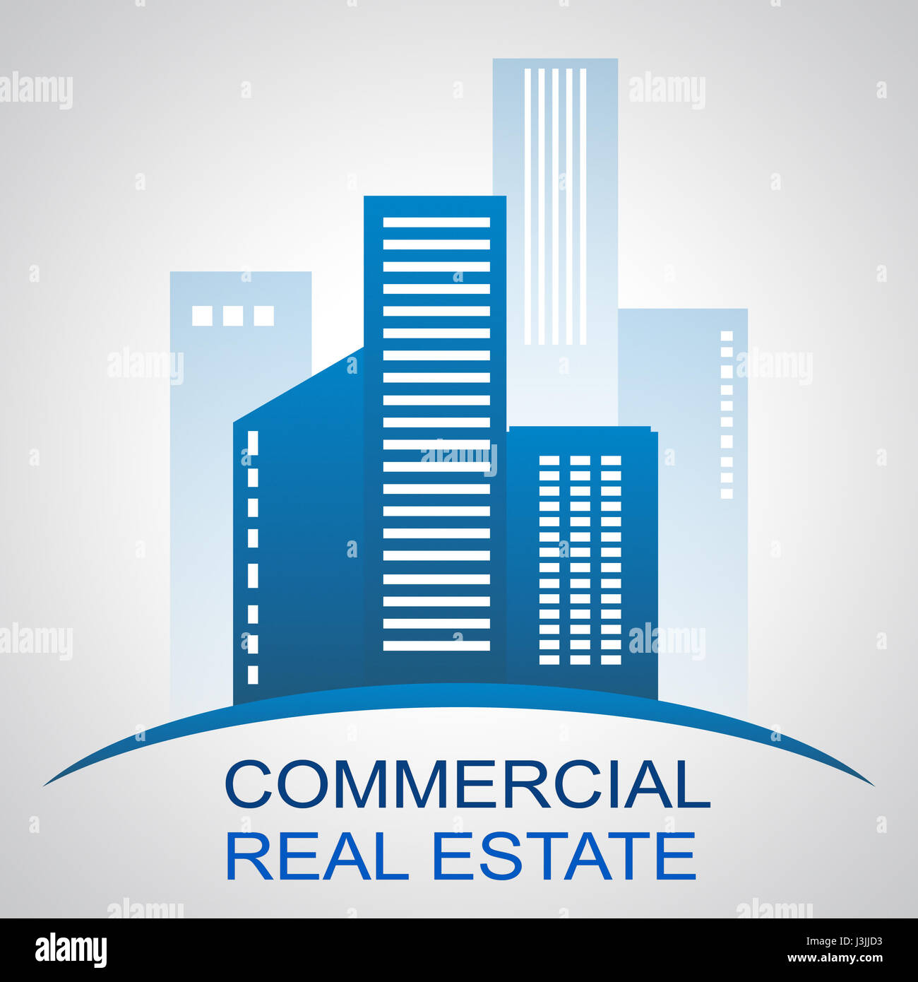 Commercial Real Estate Skyscrapers Meaning Offices Buildings 3d Illustration Stock Photo Alamy