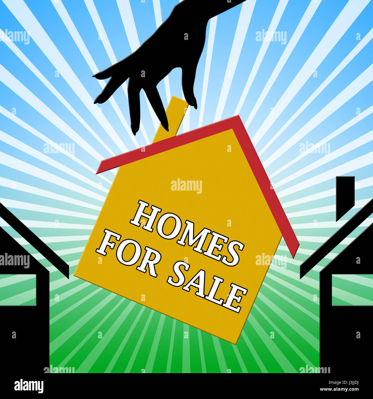 Homes For Sale Hand Meaning Sell House 3d Illustration Stock Photo Alamy