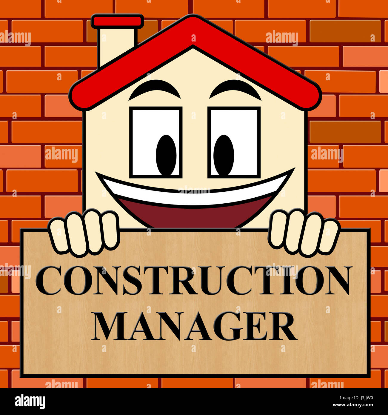 Construction Manager Sign Showing Building Foreman 3d Illustration ...