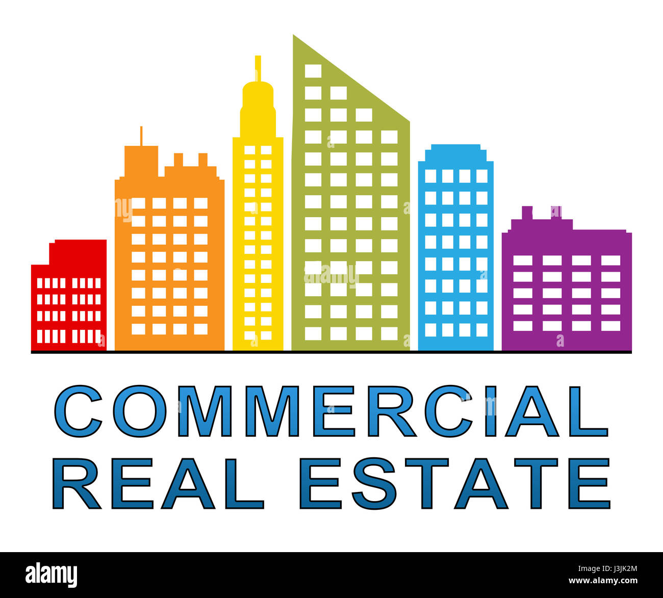 Commercial Real Estate Skyscrapers Meaning Properties Sale 3d Illustration Stock Photo