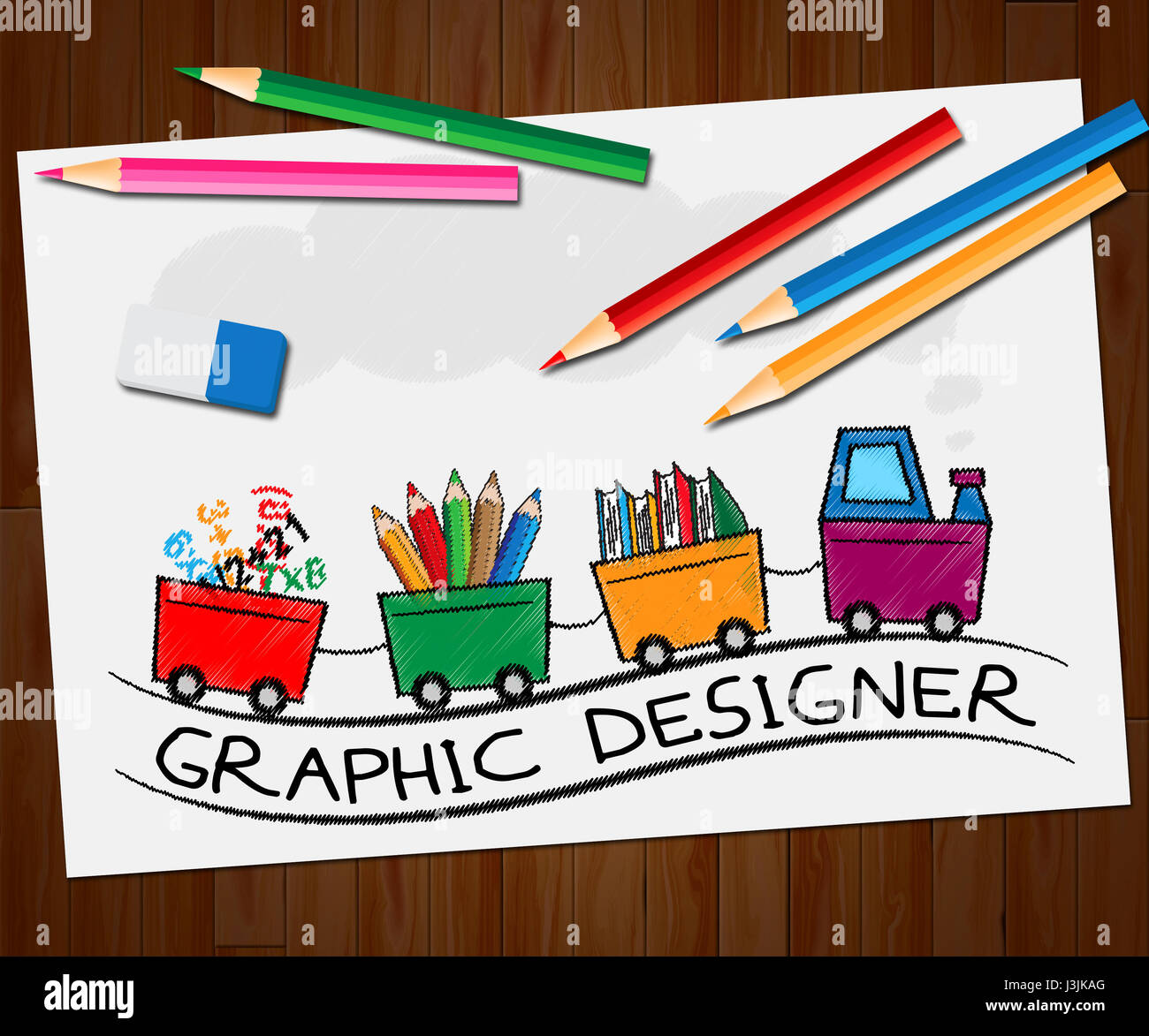 Graphic Designer Train Means Designing Job 3d Illustration Stock Photo ...