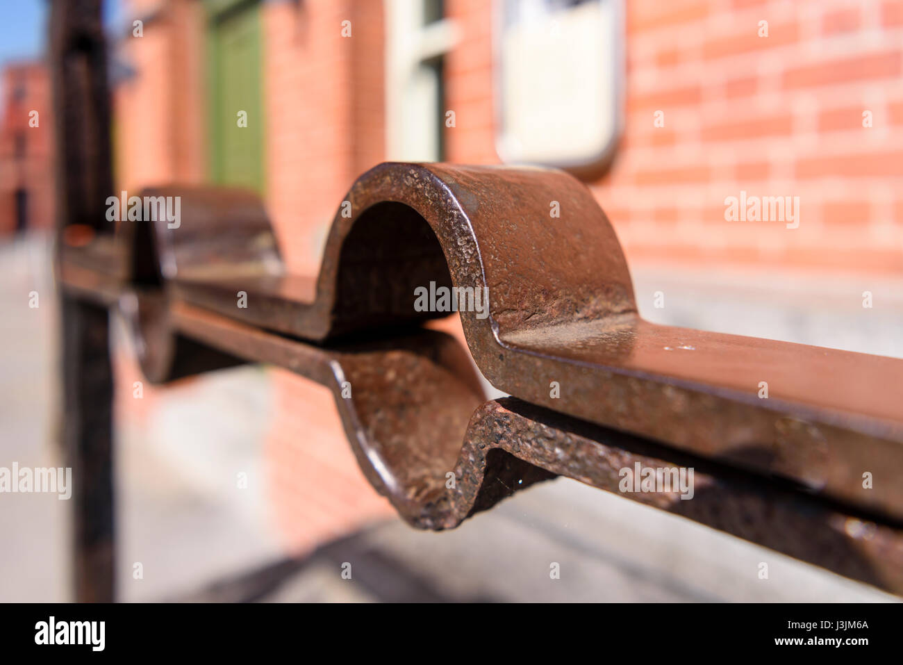 Metal stocks from 1805 outside the Market House, Dromore, Northern Ireland. Stock Photo