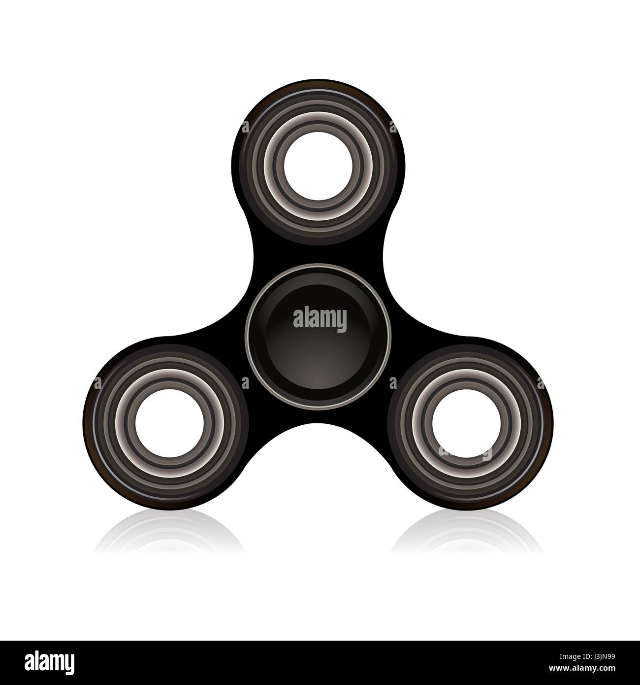 A black fidget spinner hand toy isolated on a white background ...