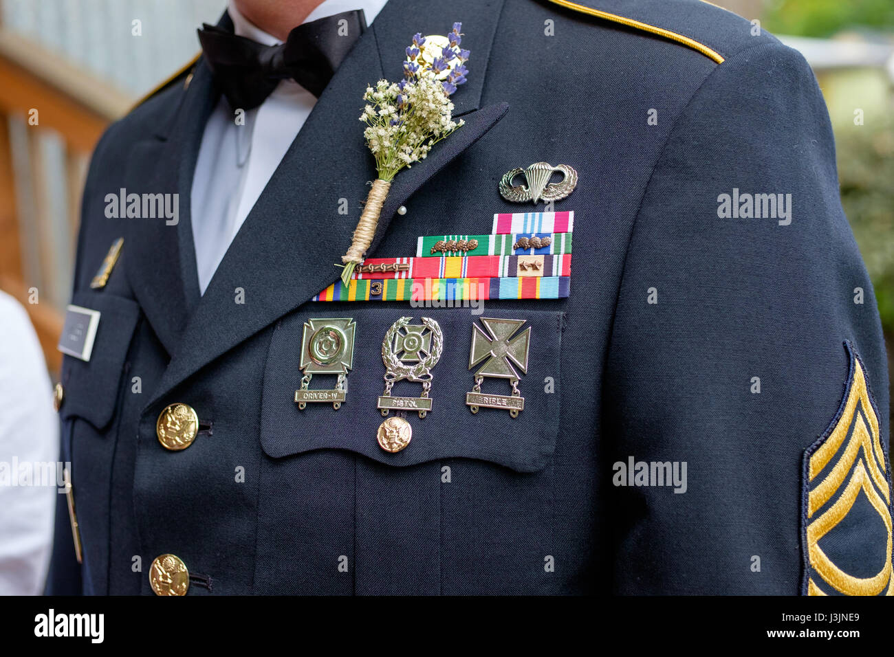 Military Uniform with Medals Stock Photo