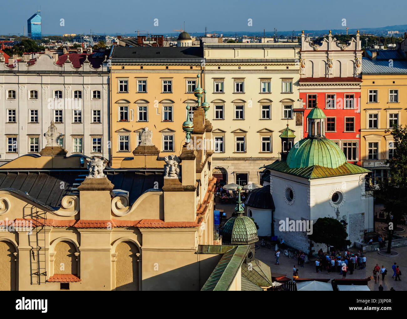 Poland, Lesser Poland Voivodeship, Cracow, Elevated view of the Main Market Square Stock Photo
