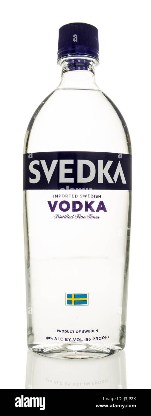 Winneconne, WI - 3 May 2017: A bottle of Svedka vodka on an isolated background. Stock Photo