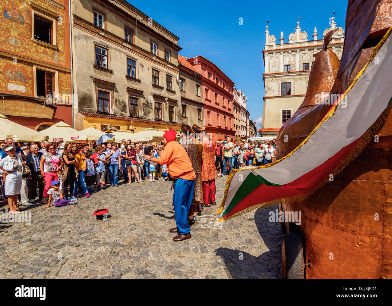 Poland, Lublin Voivodeship, City of Lublin, Old Town, Copper Hen during the Jagiellonian Fair Stock Photo