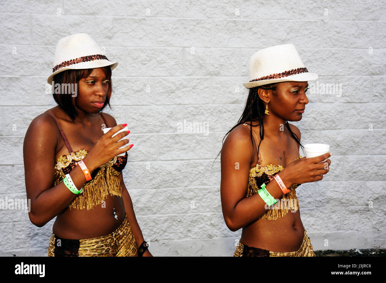 Miami Florida,NE Second 2nd Avenue,Miami Caribbean Carnival,costume,festival,festivals,parade,Black Blacks African Africans ethnic minority,adult adul Stock Photo