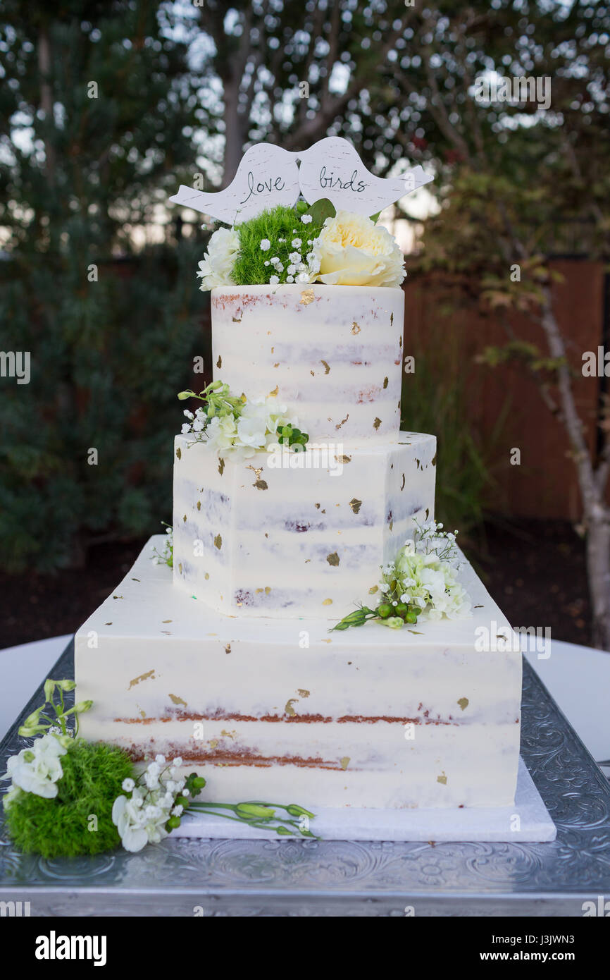 Wedding Cake With Gold Flakes Stock Photo 139942239 Alamy