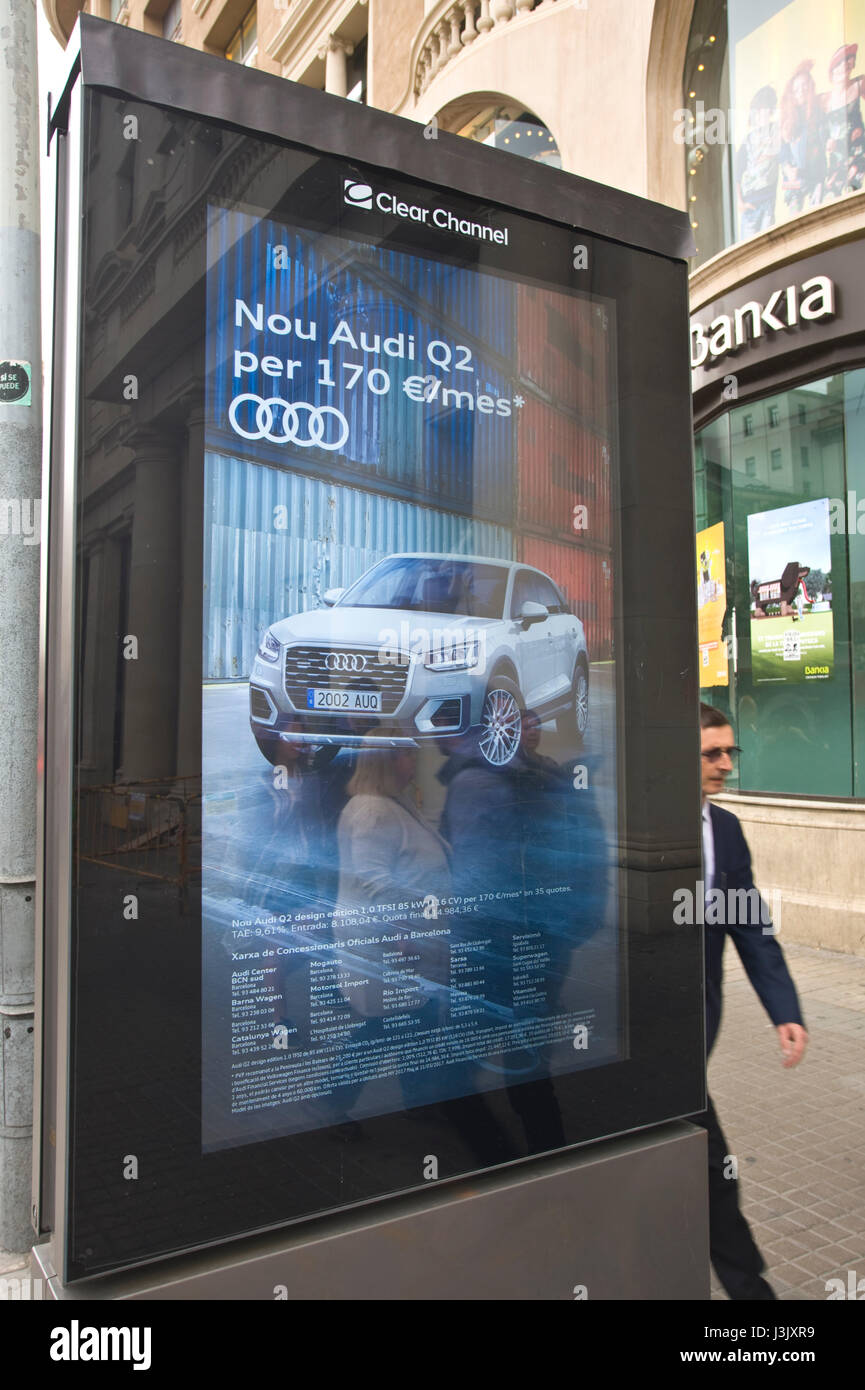 Clear Channel street billboard for Audi in Barcelona Spain ES EU Stock Photo