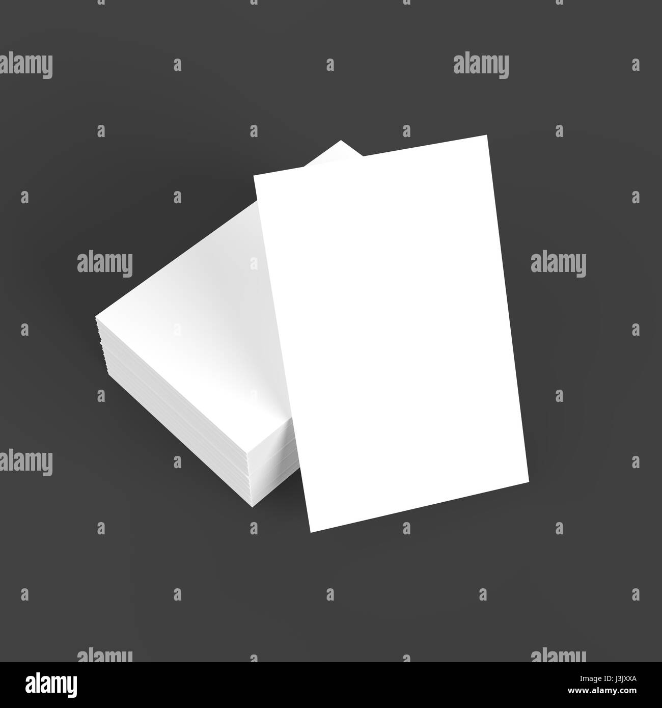 Business card mock up on dark background with soft shadows and highlights. 3D illustrated Stock Photo