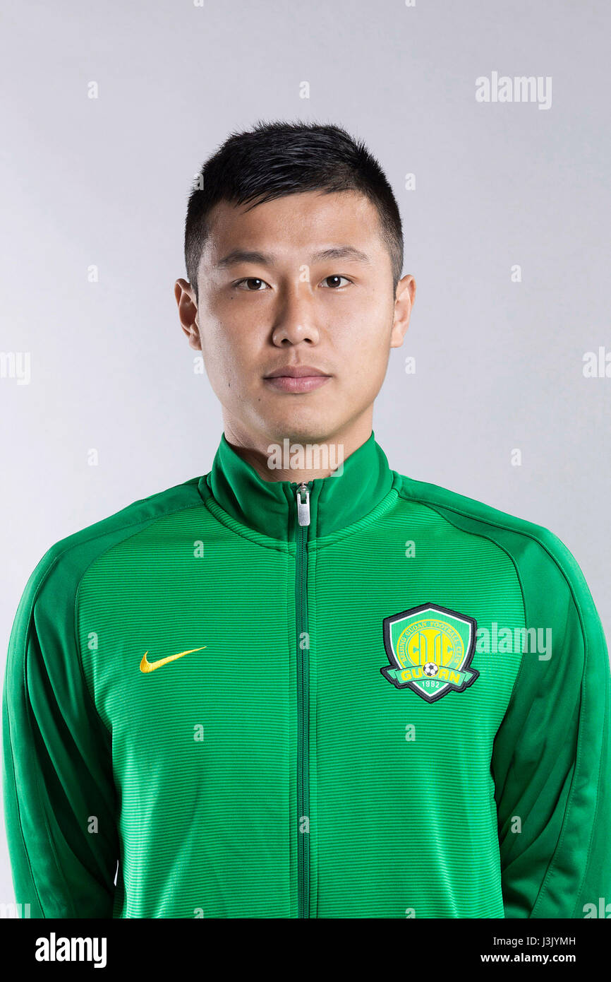 Portrait of Chinese soccer player Wei Xin of Beijing Sinobo Guoan F.C ...