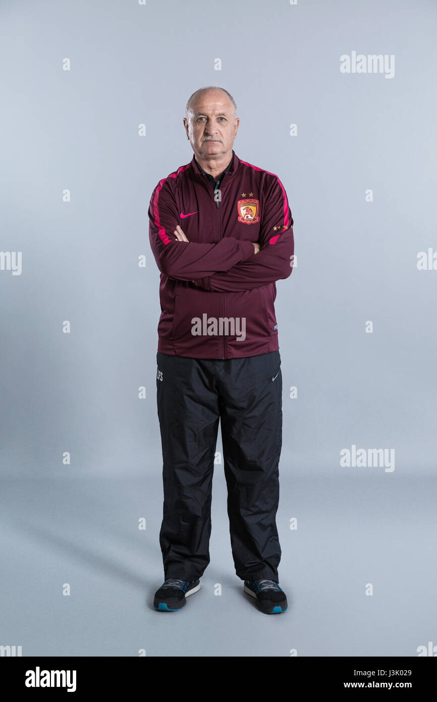 Portrait of head coach Luiz Felipe Scolari of Guangzhou Evergrande Taobao F.C. for the 2017 Chinese Football Association Super League, in Guangzhou city, south China's Guangdong province, 18 February 2017. Stock Photo