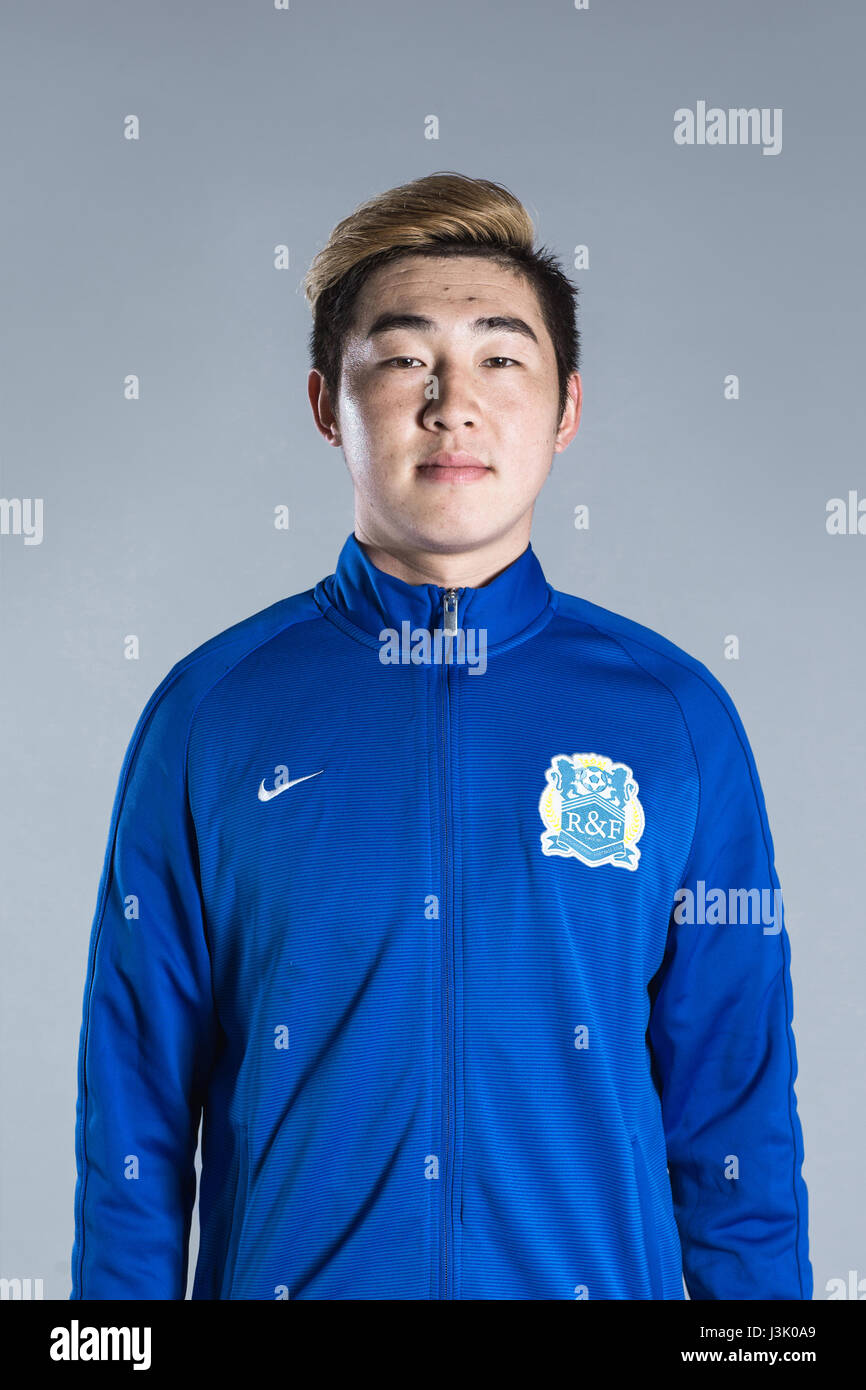 Portrait of Chinese soccer player Pei Chensong of Guangzhou R&F F.C ...