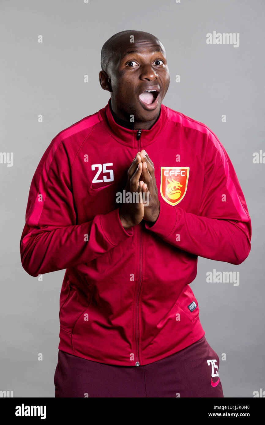 Portrait of Cameroonian soccer player Stephane Mbia of Hebei China Fortune F.C. for the 2017 Chinese Football Association Super League, in Marbella, Andalusia, Spain, 17 February 2017. Stock Photo