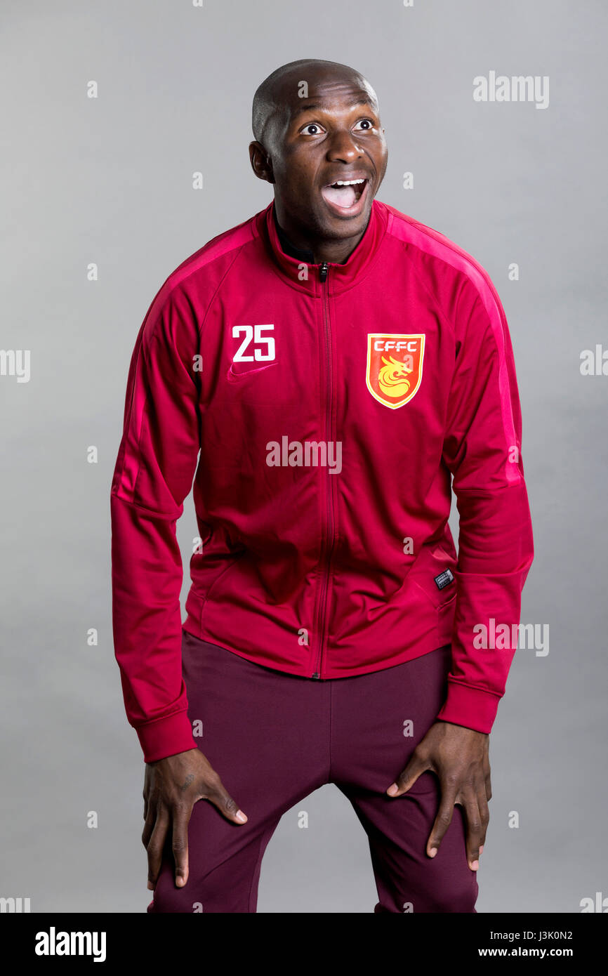 Portrait of Cameroonian soccer player Stephane Mbia of Hebei China Fortune F.C. for the 2017 Chinese Football Association Super League, in Marbella, Andalusia, Spain, 17 February 2017. Stock Photo