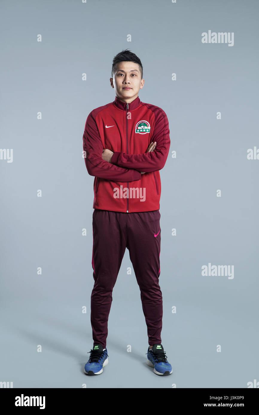 Portrait of Chinese soccer player Wang Guoming of Henan Jianye F.C. for ...