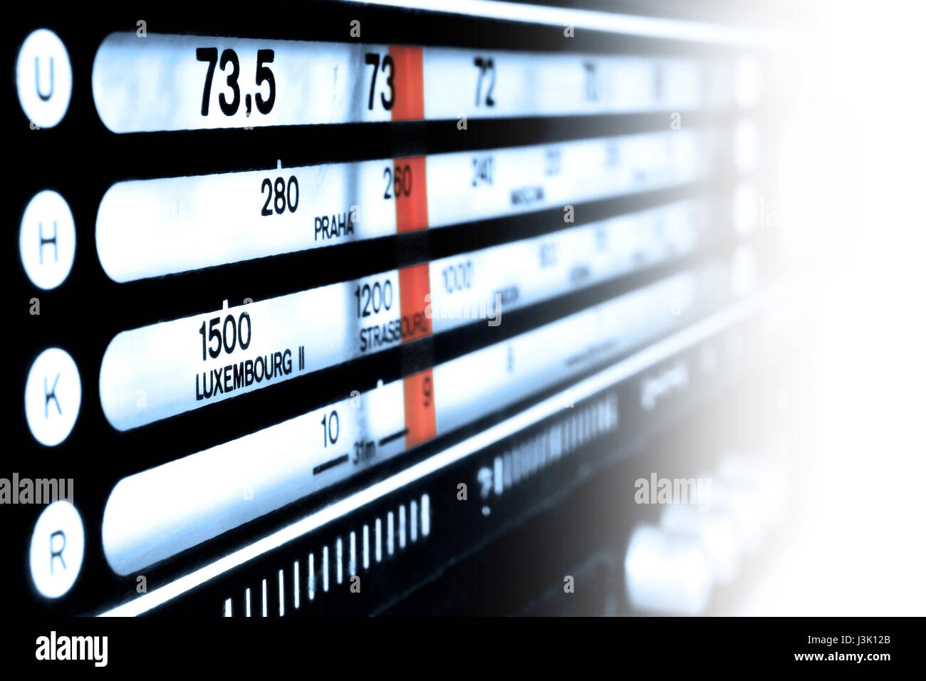 Old radio tuner frequencies and buttons Stock Photo Alamy