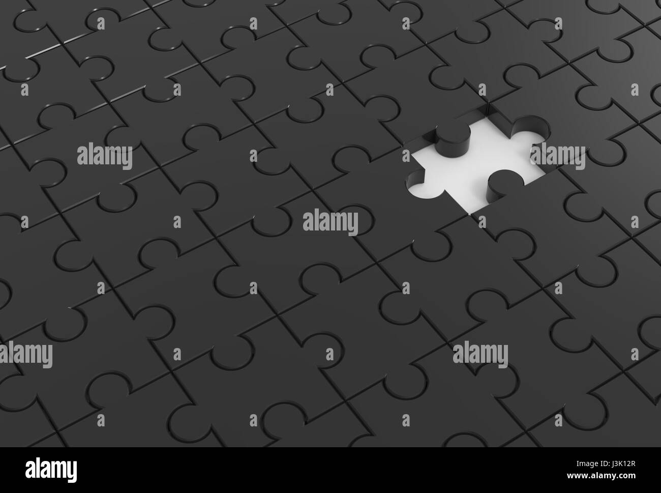 Jigsaw puzzle with missing piece. 3D illustrating Stock Photo