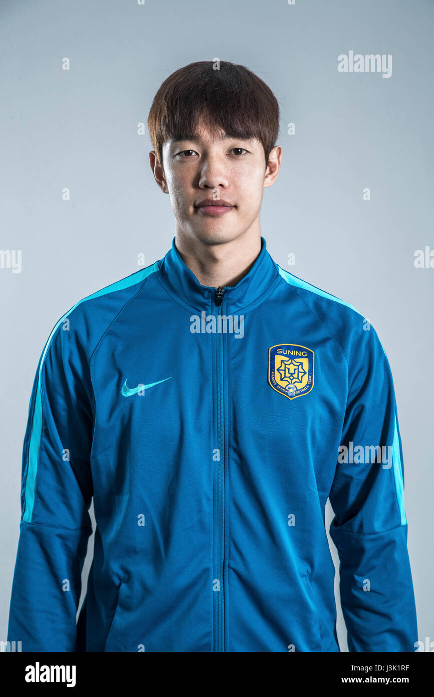 Portrait of South Korean soccer player Hong Jeong-ho of Jiangsu Suning F.C. for the 2017 Chinese Football Association Super League, in Nanjing city, east China's Jiangsu province, 27 February 2017. Stock Photo