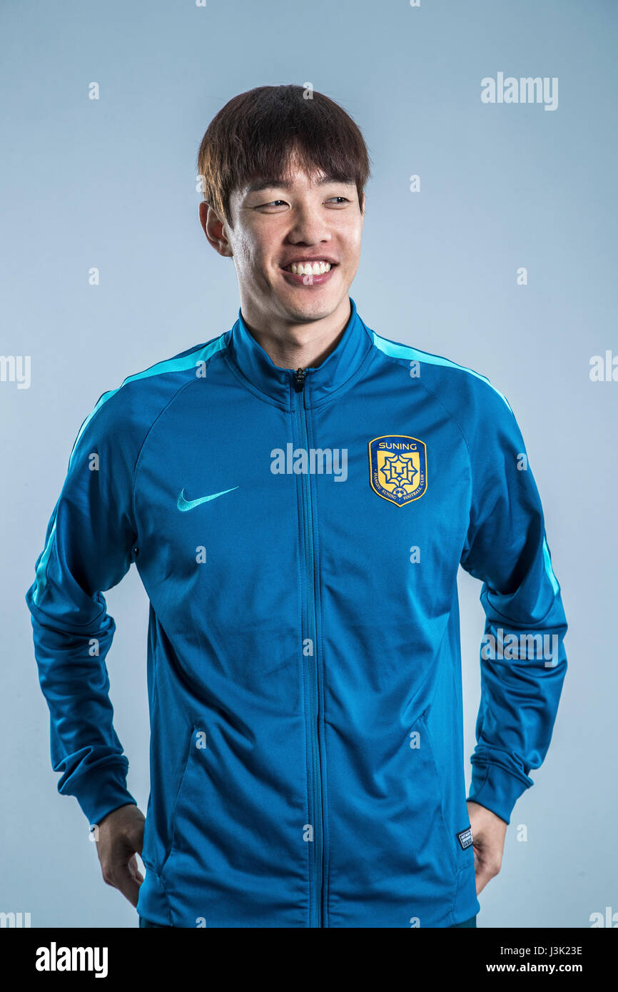 Portrait of South Korean soccer player Hong Jeong-ho of Jiangsu Suning F.C. for the 2017 Chinese Football Association Super League, in Nanjing city, east China's Jiangsu province, 27 February 2017. Stock Photo