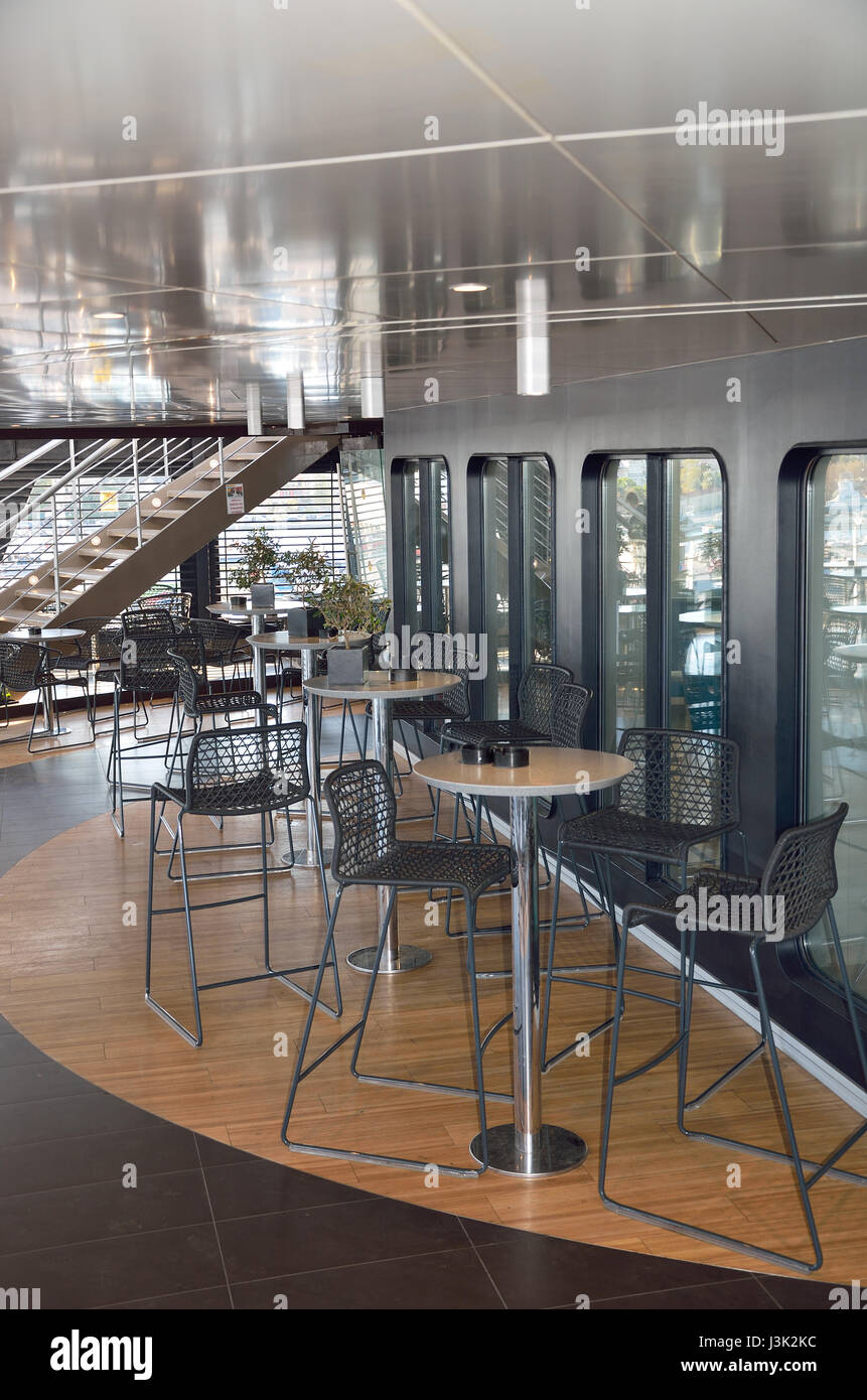 browse death Tahiti INTERIOR OF FERRY BOAT ,GREECE,AUGUST 2015 : The interior of cafe bar on  the deck of the luxury ferry Fior Di Levante of Levante Ferries Stock Photo  - Alamy