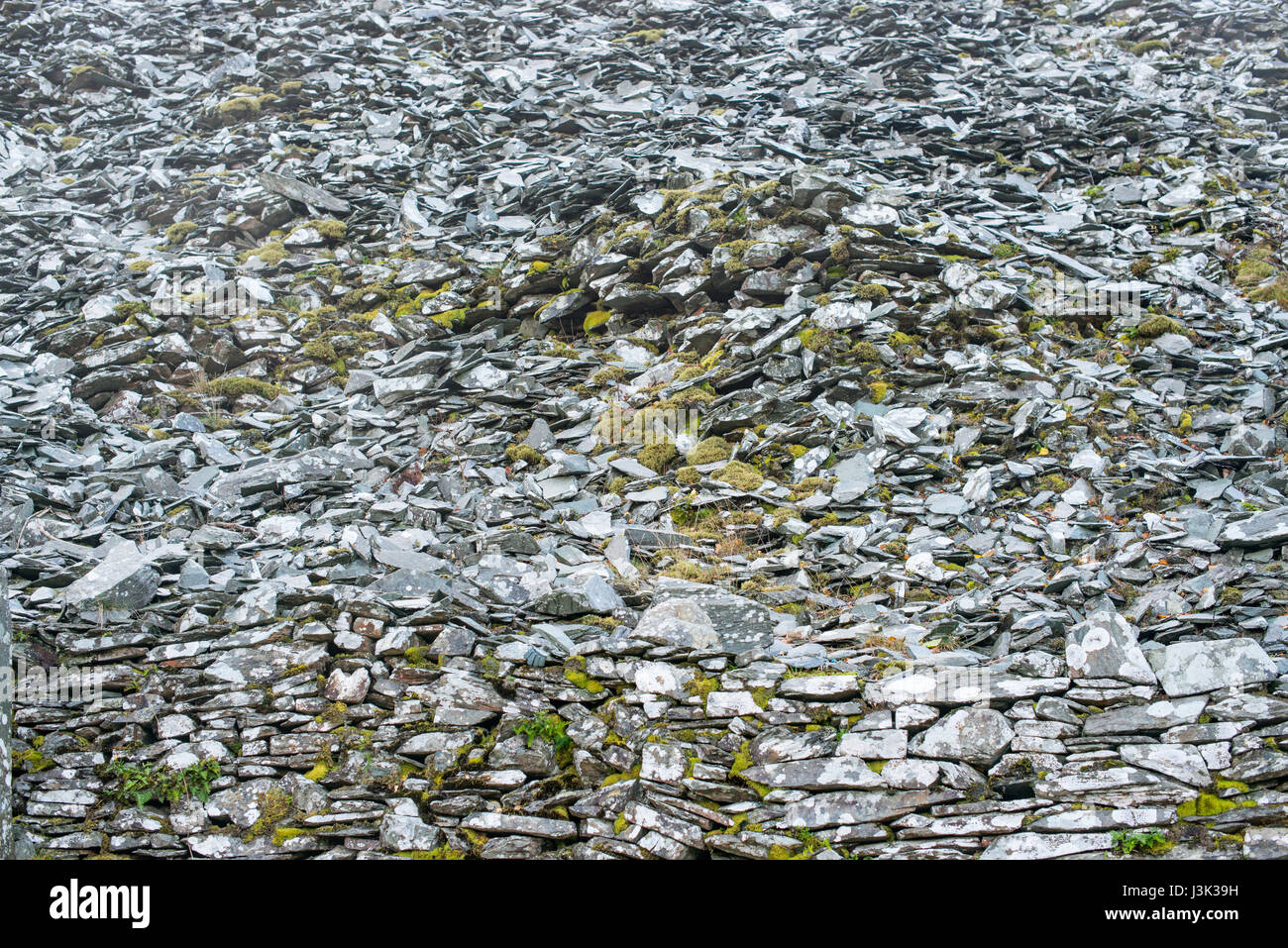 A frame full of disused slate from a nearby quarry, taken in little langdale, England Stock Photo