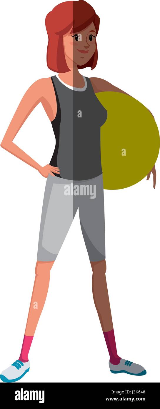 girl sport holding fitball gym design graphic Stock Vector Image & Art ...