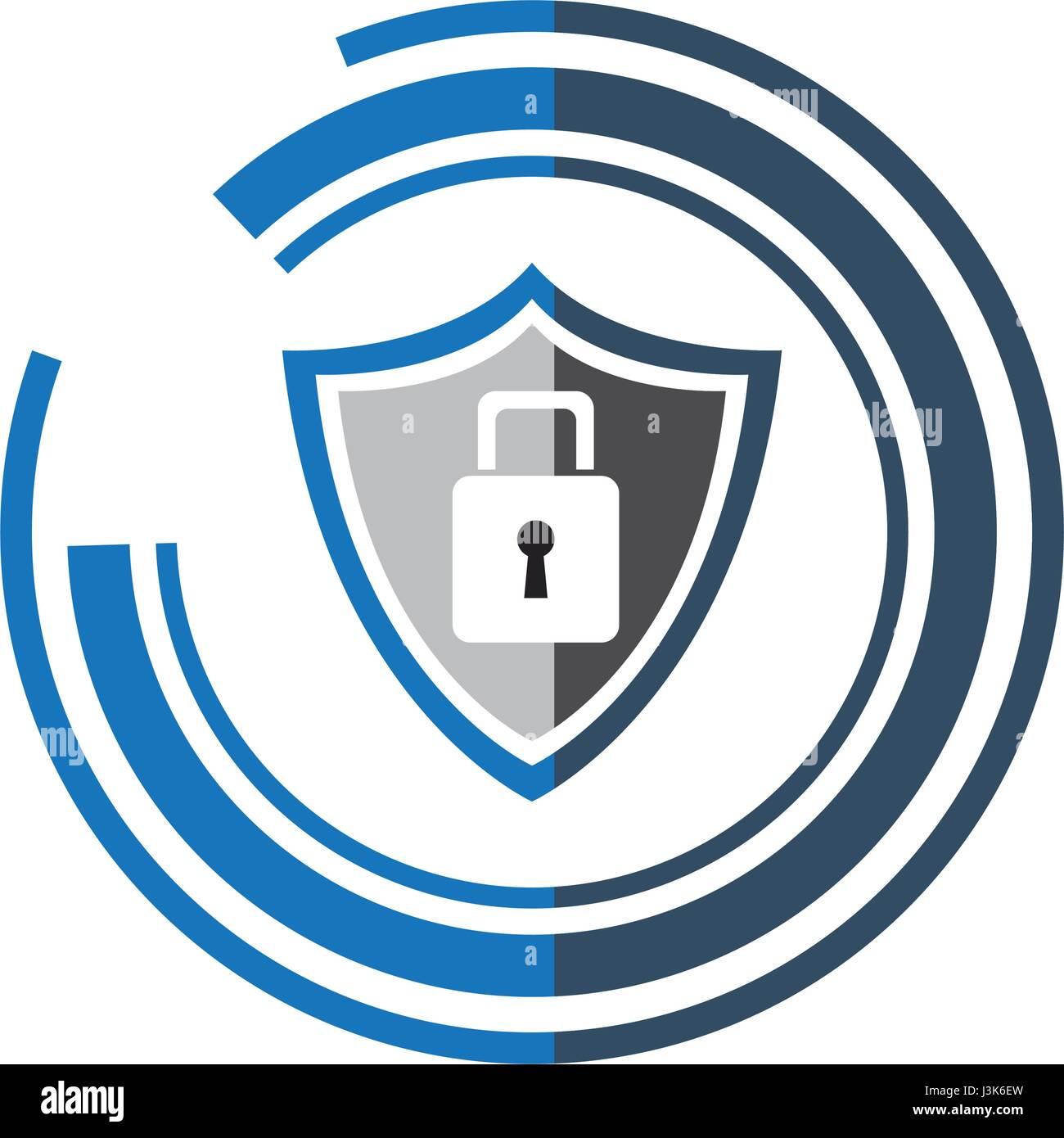 security technology padlock shield internet shadow Stock Vector